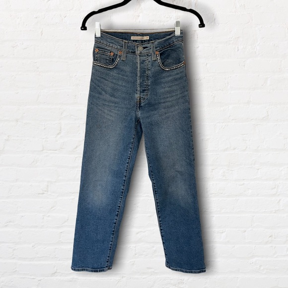 COPY - Bedazzled LEVI'S Ribcage Straight Ankle Jeans🌟 - Picture 3 of 8